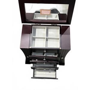 Mahogany Matte Finish Poplar Veneer Opening Sides Jewelry Box